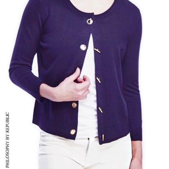 Toggle Button Cardigan Sweater (Blue) - Picture 2 of 11